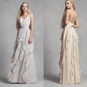 Vera Wang Chiffon Dress with Cascading Skirt (Size 8)